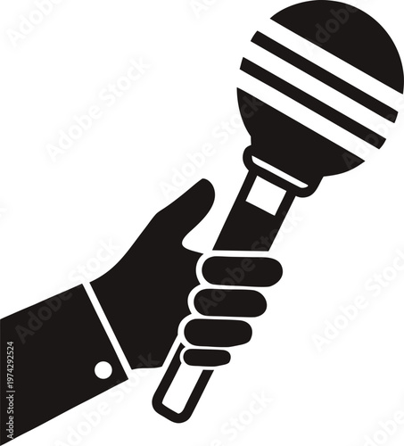 A Hand Holding A Microphone For Public Speaking Vector, illustration