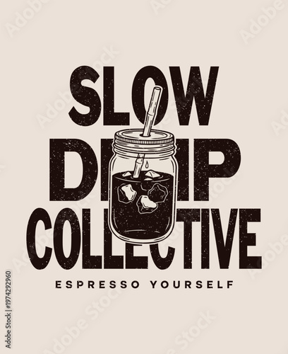 Mason Jar Cold coffee Brew Vector graphic Illustration