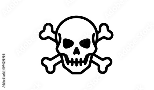 Pirate skull crossbones engraving vector jolly roger icon isolated on white
