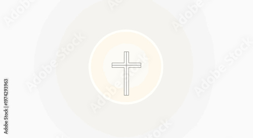 Minimalist Cross Symbol on White Background for Religious Design.