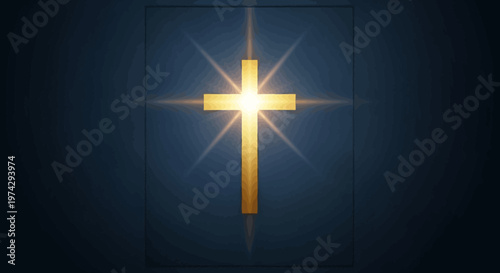Illuminated Cross Symbolizing Faith and Hope in Darkness.