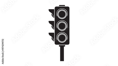 Traffic light in simple black and white illustration for urban infrastructure