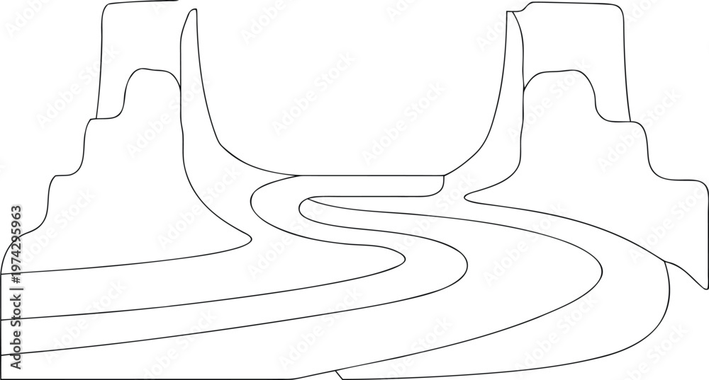 Fototapeta premium Simple Road and Mountains
