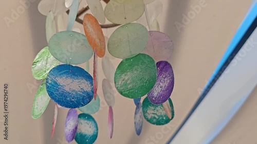 Windchime for interior design that is fixed to the ceiling and the wind shakes
