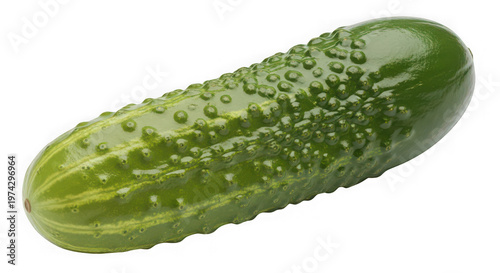 Fresh green cucumber with water droplets on its surface isolated on transparent background