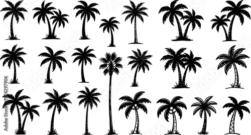Black Palm Trees Vector Set