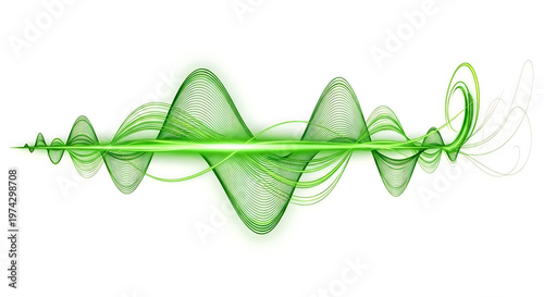 Green sound wave graphic with mesh pattern