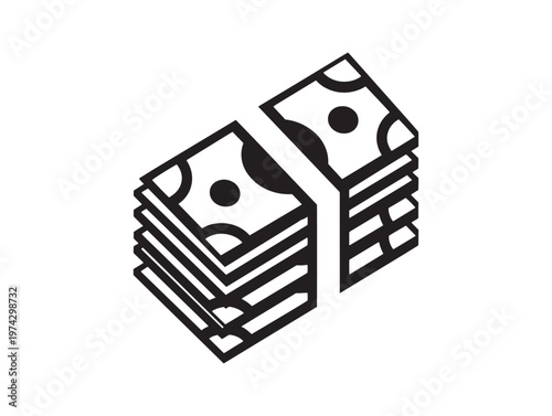 Black and white stack of money illustration a simple representation of wealth and finance