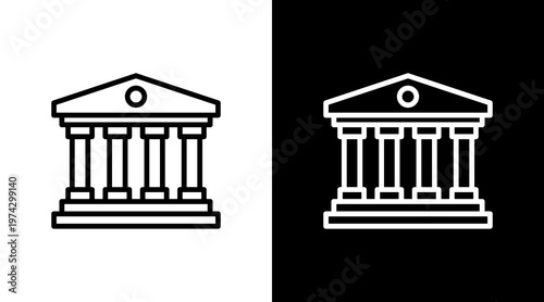 City Hall White Icon Set Design