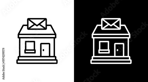 Post Office White Icon Set Design
