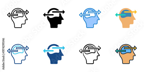 Behavior icons set multiple style collection. Editable stroke 

