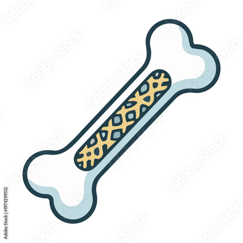 Human Bone Structure Icon, Bone Density and Osteoporosis Prevention Vector Graphic