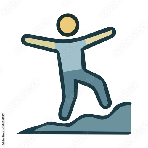 Icon of Person Climbing Stairs, Daily Physical Activity and Fitness Goal Vector graphic