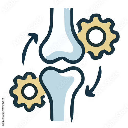 Knee Joint Replacement and Orthopedic Icon, Biomechanics and Rehabilitation Vector Concept