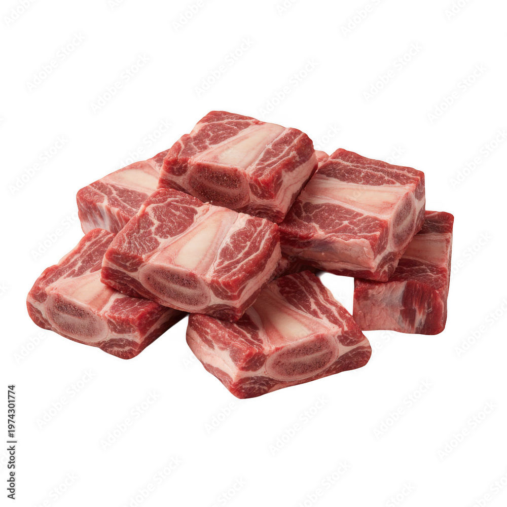 Fototapeta premium Raw beef short ribs pile isolated on a transparent background