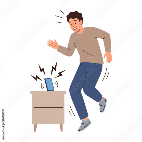 Man shocked by exploding phone on nightstand in bedroom