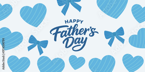 Set of Father's Day greeting cards with Light blue Argyle pattern. Father's Day poster in modern style With blue ribbons, flowers, Tulips and heart. 
