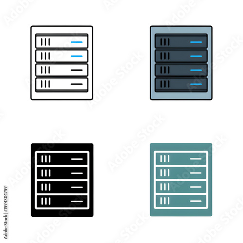Plakat Server, database, and computer icons, technology symbols, data storage, web hosting, server room