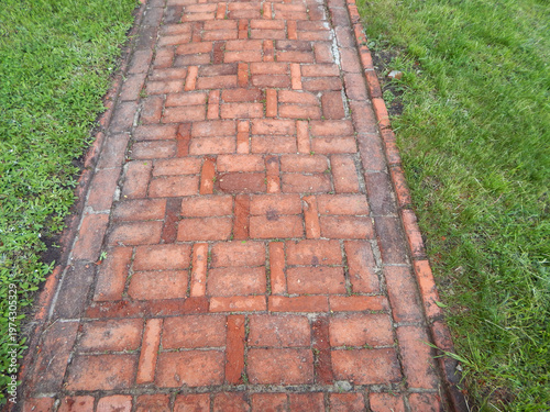 Red brick path.