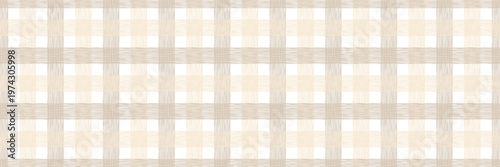 Woven warm neutral gingham plaid minimalist banner background seamless pattern texture
