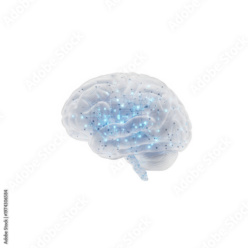 Human brain with digital connections and glowing neural networks