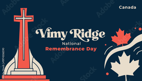 Vimy Ridge National Remembrance Day greetings in Canada vector