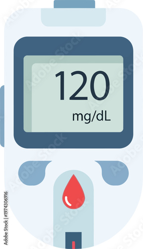 Blood glucose meter illustration isolated on transparent background health monitoring device