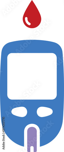 Black and white illustration of a blood glucose meter isolated on transparent background
