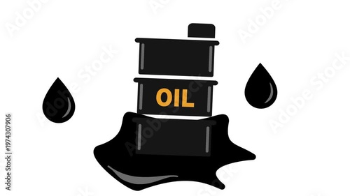 4k video animation showing oil barrels falling and oil drops falling on white background as crisis in world due to Middle East war. Oil crisis, gas crisis due to Strait of Hormuz closure by Iran.