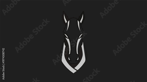 Elegant Horse Head Silhouette Against a Dark Background.