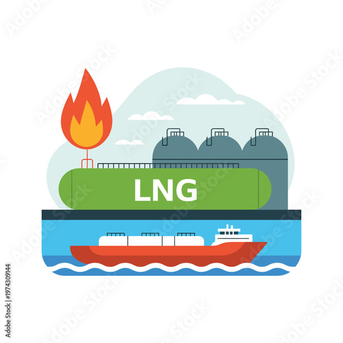 A large LNG tanker ship transporting liquefied natural gas across the ocean