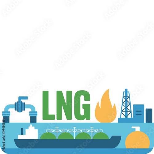 A graphic illustration of a ship transporting liquefied natural gas