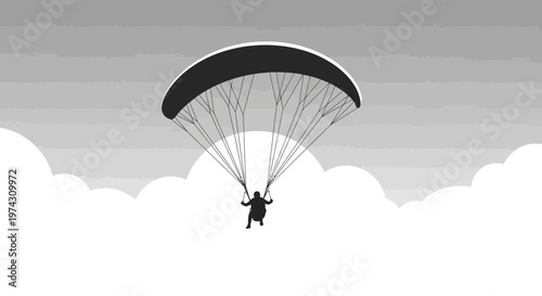 A Solo Paraglider Soars Gracefully Amongst Soft Sky Clouds
