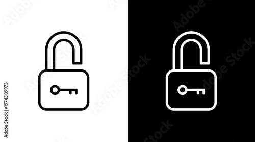 Unlock White Icon Set Design