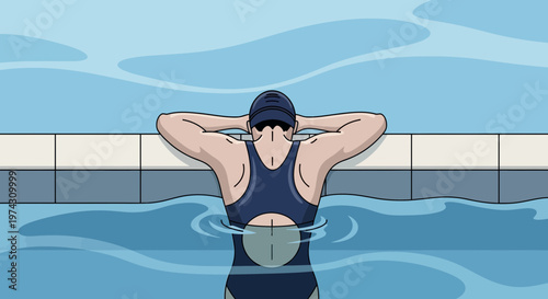 A Swimmer Rests Poolside After Intense Training Session Relaxation And Recovery