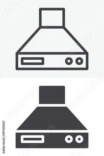 Extractor hood icon set in line and solid style. Outline and filled icon with editable stroke vector sign and symbol. Ventilation hood icon.