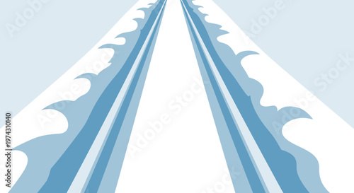 Abstract Blue Waterway Leading to Horizon