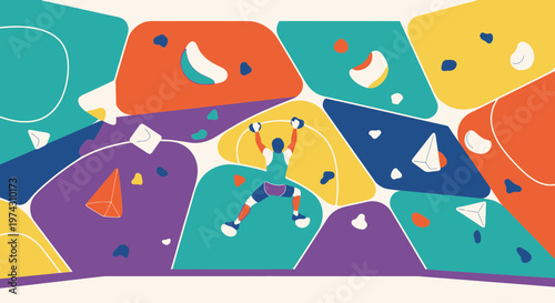 Abstract Rock Climbing Adventure Dynamic Indoor Wall Ascent