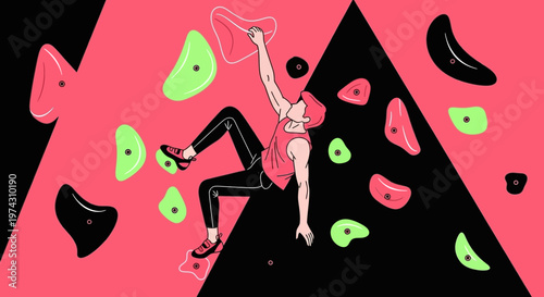 Abstract Climbing Wall Ascent With Vibrant Hues