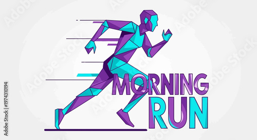 Abstract Runner Graphic Capturing Morning Run Energy And Motion