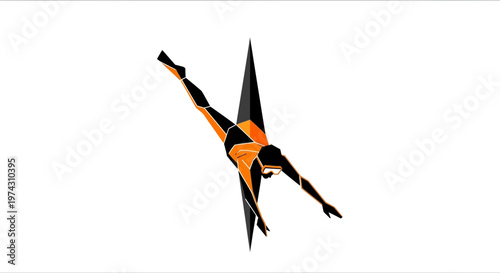 Abstract Geometric Diver Ascending Into The Air