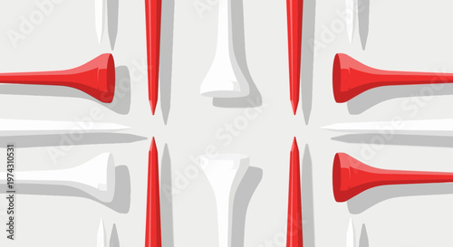 Abstract Golf Tees Pattern Red And White
