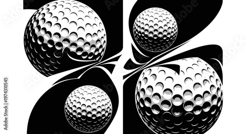 Abstract Golf Ball Design Dynamic Motion Contrasting Halves