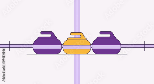 Abstract Graphic Representation Of Curling Stones Ready For Competition