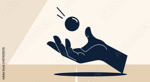Abstract Hand Catching Sphere Minimalist Design Concept