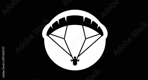Abstract Minimalist Parachutist Icon Symbolizing Freedom Adventure And Thrill