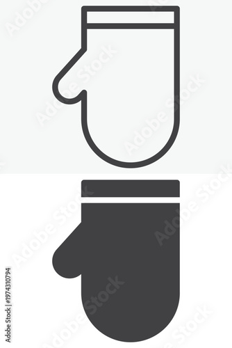 Kitchen glove icon set in line and solid style. Outline and filled icon with editable stroke vector sign and symbol. Oven mitt icon for safety.