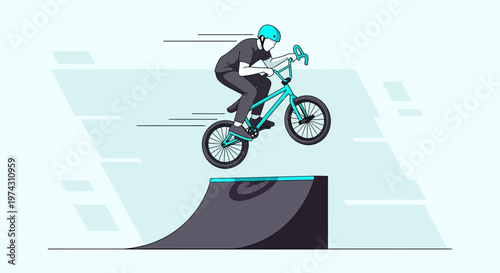 Action Packed BMX Rider Soaring Through The Air On A Ramp