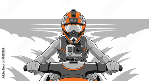 Action Sport Rider Capturing Thrilling Moments With Mounted Camera