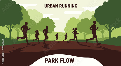 Active People Jogging In A Lush Green Urban Park Setting